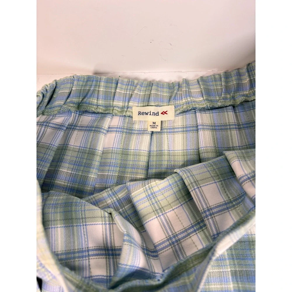 Rewind Plaid Pleated Skater Skirt SZ M High Waisted Schoolgirl Preppy Academia